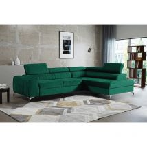 Canapé d'angle convertible RICCO avec appuie-têtes Vert Angle droit