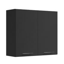 LILA - Meuble de cuisine haut 80 cm 2 portes Noir