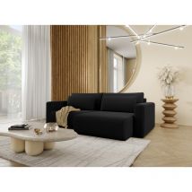 Canapé d'angle convertible CURIA en L en tissu hydrophobe anti tâche Noir