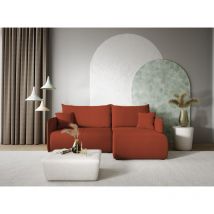 Canapé d'angle convertible FORIA en L en tissu hydrophobe Terracotta