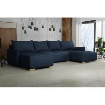 Canapé d'angle panoramique convertible FOLIA en U Bleu