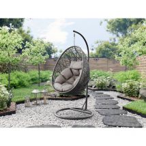 Fauteuil suspendu extérieur avec armature en acier et coussin Bordia Gris
