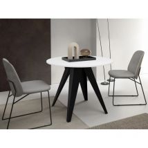 Table ronde extensible ZAFUN (90 - 128 cm) Blanc/Noir