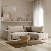 Canapé d'angle convertible LETTIO Beige Angle droit
