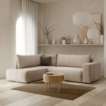 Canapé d'angle convertible LETTIO Beige Angle gauche