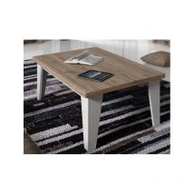 Table basse carrée LIER couleur blanc et bois