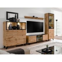 Ensemble meuble TV THIN style industriel noir et wotan