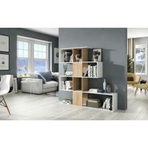 Etagère ZIG ZAG style scandinave bois chêne et blanc