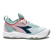 Diadora Speed Blushield Fly 4 + Sandplatzschuh Damen-Weiß,Mint in weiß, Größe: 39