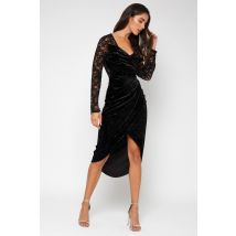 TFNC Amela Velvet Black Midi Dress