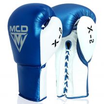 MCD X-2 Professional Lace Up Boxing Gloves Blue 16oz