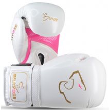 Bravose Alpha Boxing Gloves White Pink Punchbag Training Pink 10oz