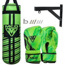 MCD Kids Boxing Gloves and Punching Bag Set with Bracket Green 8oz