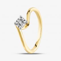 9ct Yellow Gold 0.10ct Diamond Solitaire Twist Ring THR32092-10 P