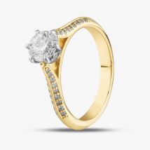 18ct Yellow Gold Certificated 0.90ct Brilliant Cut Diamond Shoulder Set Solitaire Ring 10637/18PT/M020(.70ct)