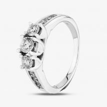 18ct White Gold 1.00ct Diamond Shouldered Trilogy Ring THR4901 N