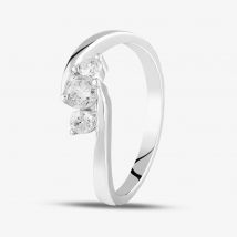 9ct White Gold 0.33ct Three Stone Diamond Crossover Ring PR05257W M