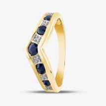 9ct Yellow Gold Sapphire &amp; Diamond Wishbone Ring PR03026Y SA-N