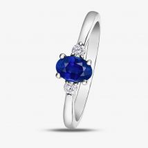 9ct White Gold Sapphire 0.08ct Diamond Ring 30910WG L