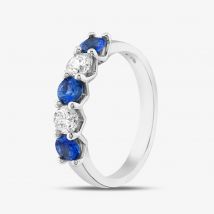 Platinum Brilliant Cut Sapphire &amp; Diamond Five Stone Ring 22707 N