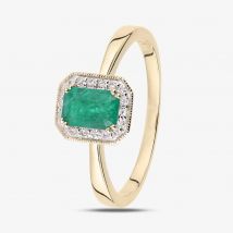 9ct Emerald 0.08 Diamond Halo Ring DR1619YEM L