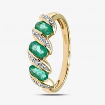 9Ct Yellow Gold Emerald Swirl Half Eternity Ring PR06270Y EM O