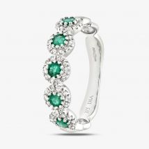 9ct White Gold Emerald Diamond Cluster Ring PR06629W EM K
