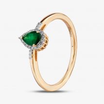 9ct Yellow Gold Pear-cut Emerald and Diamond Cluster Ring VR0S604-9KY EM L