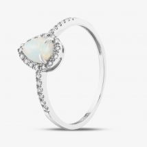 9Ct White Gold Opal Diamond Pear Cluster Ring DR1606WOP O