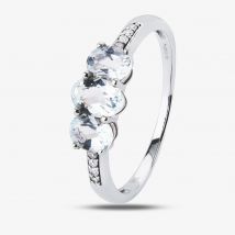 9ct White Gold Aquamarine Diamond-Shouldered Trilogy Ring BSR10633-AQ M