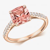 Tivon 18ct Rose Gold Cushion-Cut Morganite &amp; Diamond Ring PR-1699-MG N