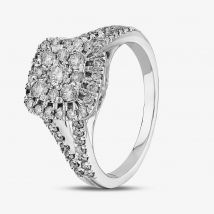 9ct White Gold 1.00ct Diamond Shouldered Square Cluster Ring THR19764-100SOD J
