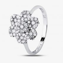 9ct White Gold Diamond Flower Cluster Ring BLPJR0217-D P