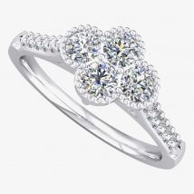 18ct White Gold Beaded Diamond Cluster Ring 9715/18W/DQ10 L