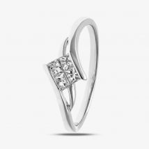 18ct White Gold 0.25ct Princess Cut Four Stone Diamond Ring PR09166 18KW L