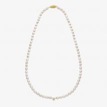 9ct Yellow Gold Flower Diamond Freshwater Pearl Beaded Necklace GN410W