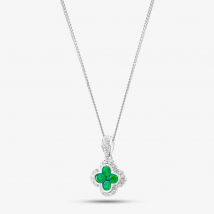 9ct White Gold Emerald and Diamond Quatrefoil Cluster Necklace PP05330 EM 5.13.0034