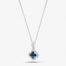 9ct White Gold Sapphire and Diamond Quatrefoil Cluster Necklace PP05330 SA 5.13.0034