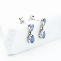 9ct White Gold Pear Cut Tanzanite Double Dropper Earrings HM-33-24-060