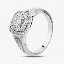 9ct White Gold 0.33ct Diamond Split Shouldered Cushion Cluster Ring THR23794-33 O