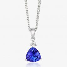 Tivon Classic 18ct White Gold Trillion-Cut Tanzanite &amp; Diamond Necklace CPW1STR7TZ
