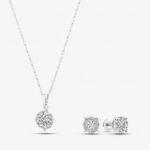 18ct White Gold 1.00ct Diamond Round Cluster Jewellery Set THS16518-100