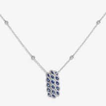 18ct White Gold Marine Sapphire and Diamond Wave Cluster Necklace LG193/NA(BS)