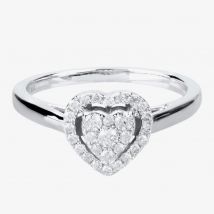 9ct White Gold 0.25ct Diamond Heart Cluster Ring THR10927-25 L