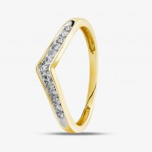 9ct Yellow Gold 0.12ct Diamond Wishbone Half Eternity Ring THR14730 N