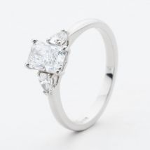 Platinum Certified 0.96ct Multi Cut Diamond Three Stone Ring RN11731