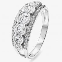 Platinum 1.50ct Diamond Rubover &amp; Pave Three Row Ring 10365/PL/DQ10 N