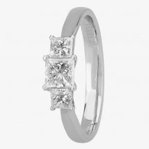 1888 Collection Platinum 0.70ct Princess-Cut Diamond Trilogy Ring R3-263(.70CT PLUS)- G-H/VS2-SI1/0.75ct