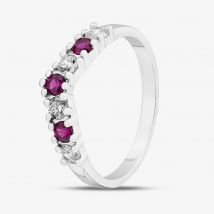 Sterling Silver Brilliant Cut Red Cubic Zirconia Wishbone Ring S2222-M