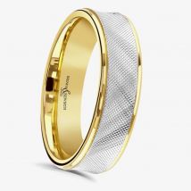 Brown &amp; Newirth Alloy 18ct Yellow Gold &amp; Platinum Textured 5mm Ring 7147 5.0 S